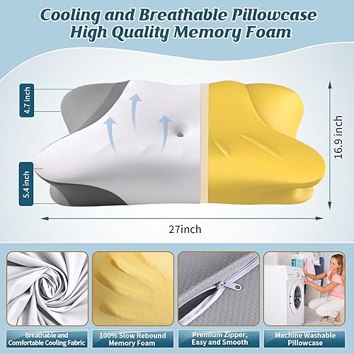 Miniatura 3 de Almohada cervical para el cuello, almohada refrescante para aliviar el dolor de cuello, almohada ergonómica para dormir de lado, almohadas de espuma