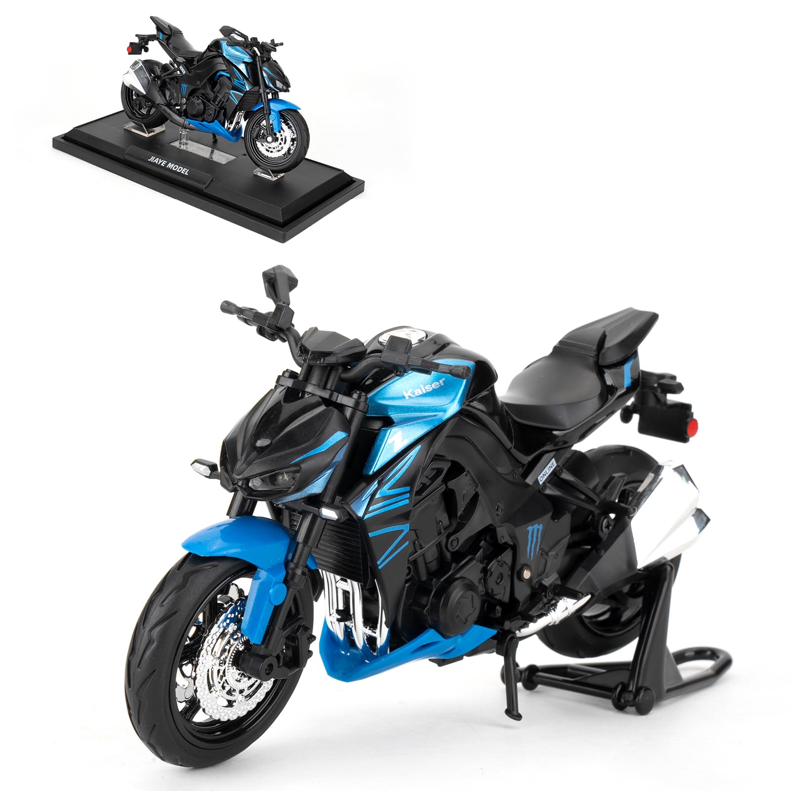 Guarsiliymi 1:12 Scale Compatible for Kawasaki Z1000 Motorcycle Model, Die-cast Toy Cars with Light and Sound, Collectible Motorcycle, Gift Blue
