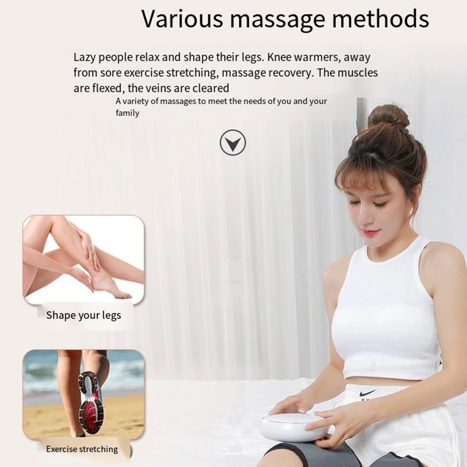 Massaggiatore per gambe a compressione d'aria a 360°, pressione dell'aria riscaldata, polpaccio, piede, favorisce la circolazione sanguigna, dispositivo per massaggio di rilassamento muscola