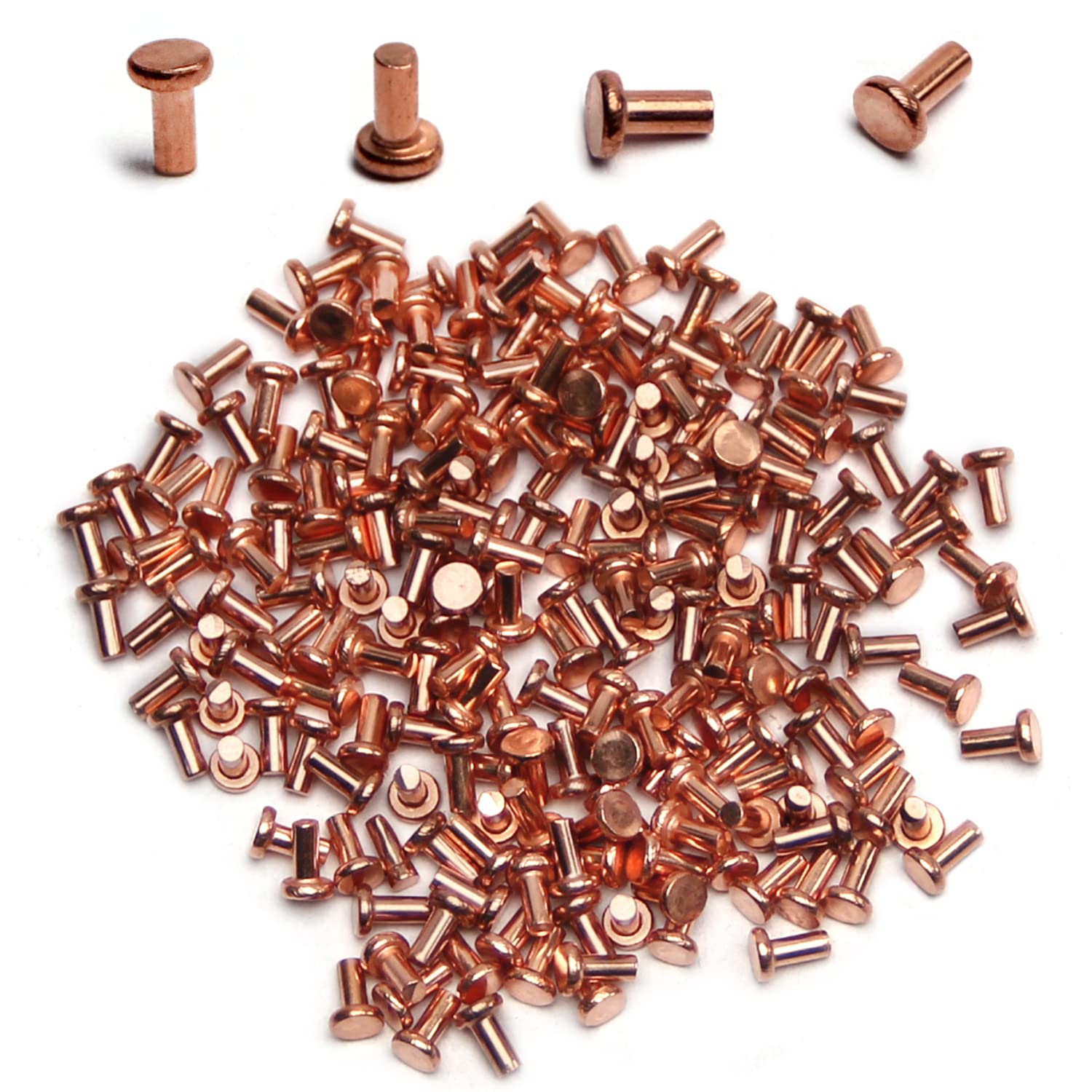 Yinpecly 200PCS Round Flat Head Rivet 0.16" x 0.08" (Length x Outer