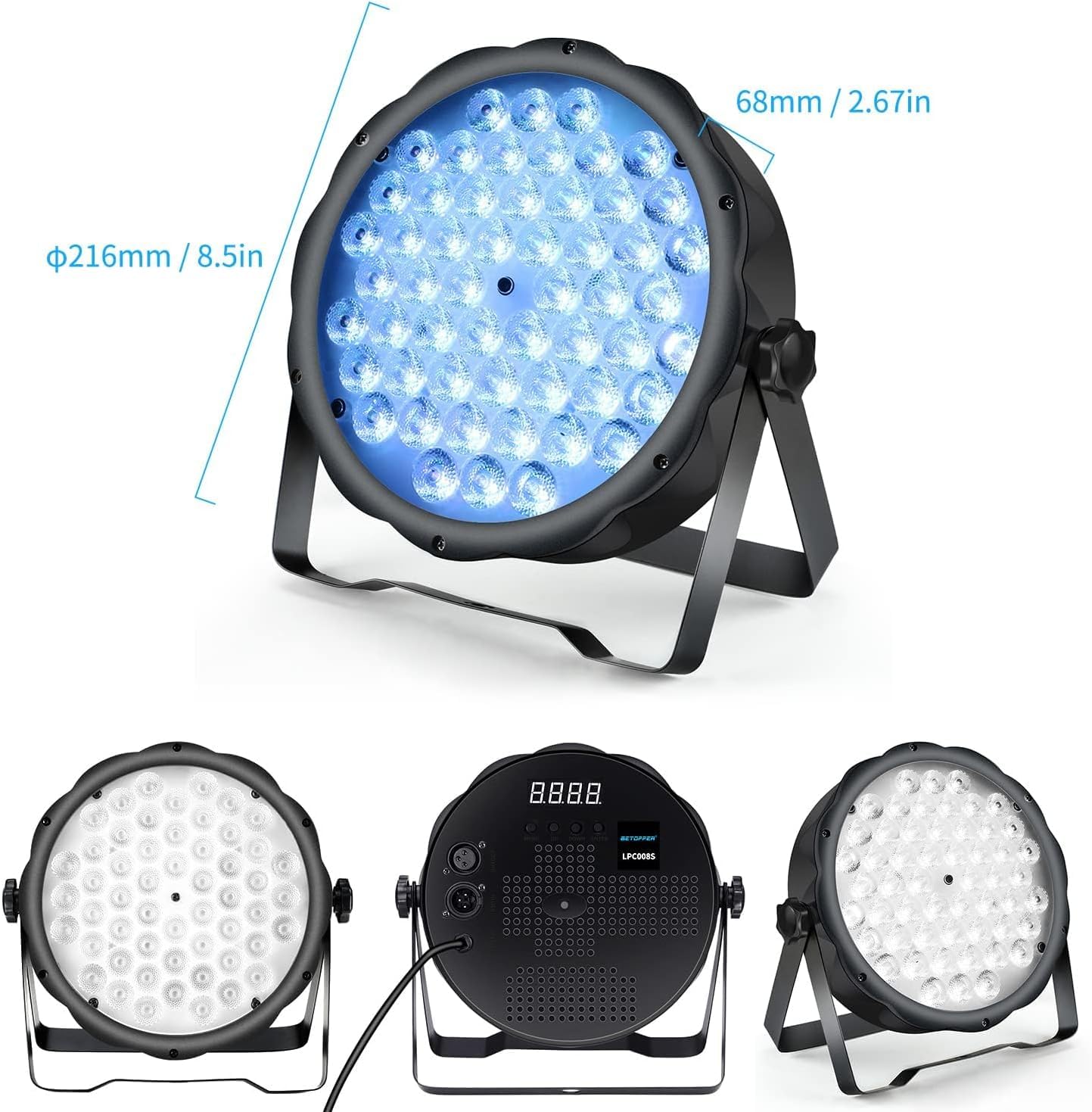 BETOPPER Jeux de lumiere soiree DJ éclairage de scène 54 * 1.5W lumière fête Par LED Projecteur DMX RGB 3 en 1 Lumière disco Lamp de Scène pour spectacle bar club mariage LPC008S (2 pièces)