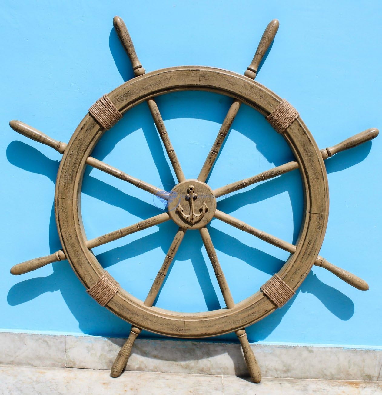 Nagina International Antique Rustic Brown Vintage Nautical Ship Wheel  Pirate's Aged Gift Decor (48 inches)