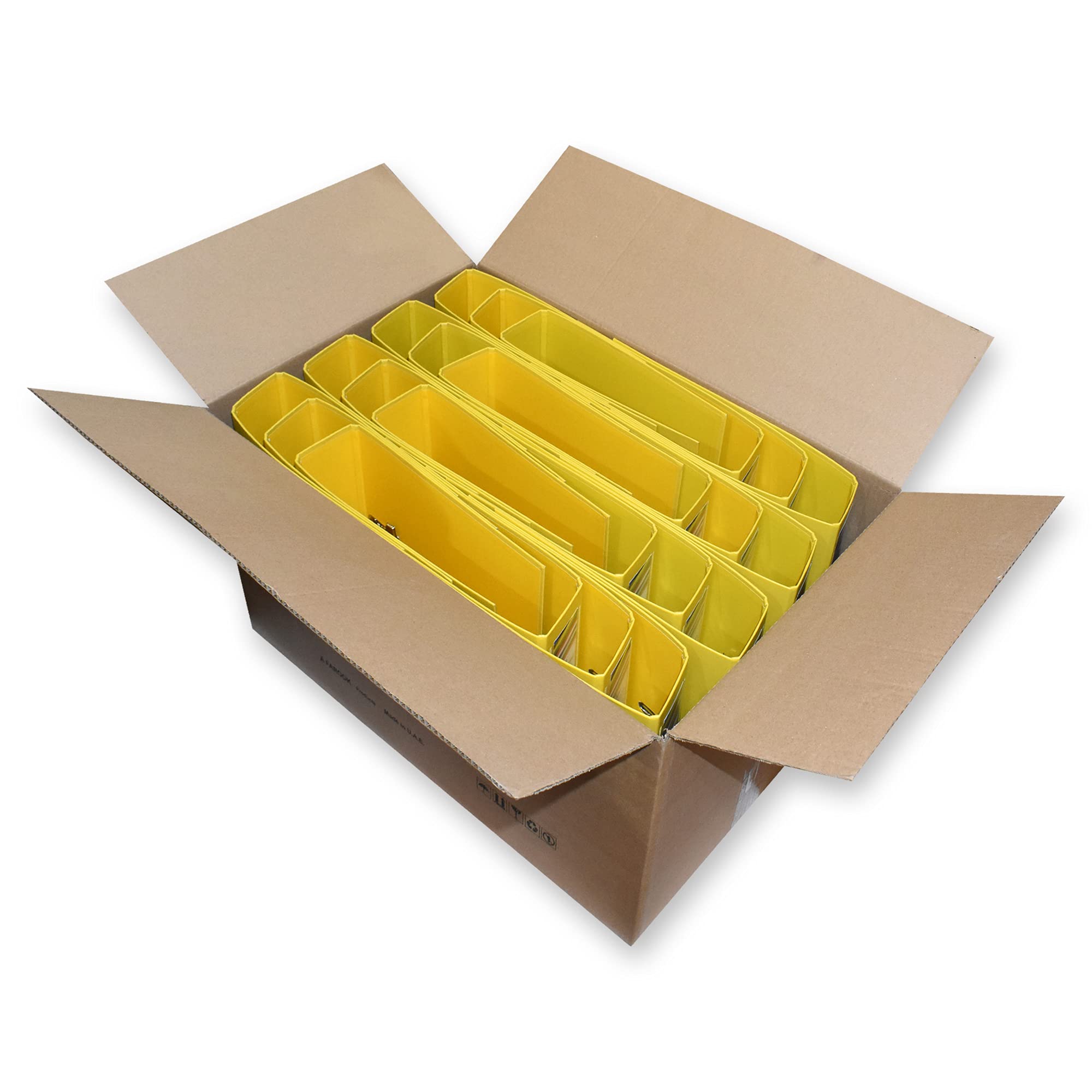FIS® PP Box Files, A4 Size(210x297mm), 8cm Spine Size, Fixed Mechanism, PP Germany Origin Materials, Box of 24 Pieces, Yellow Color-FSBF8A4PYLF