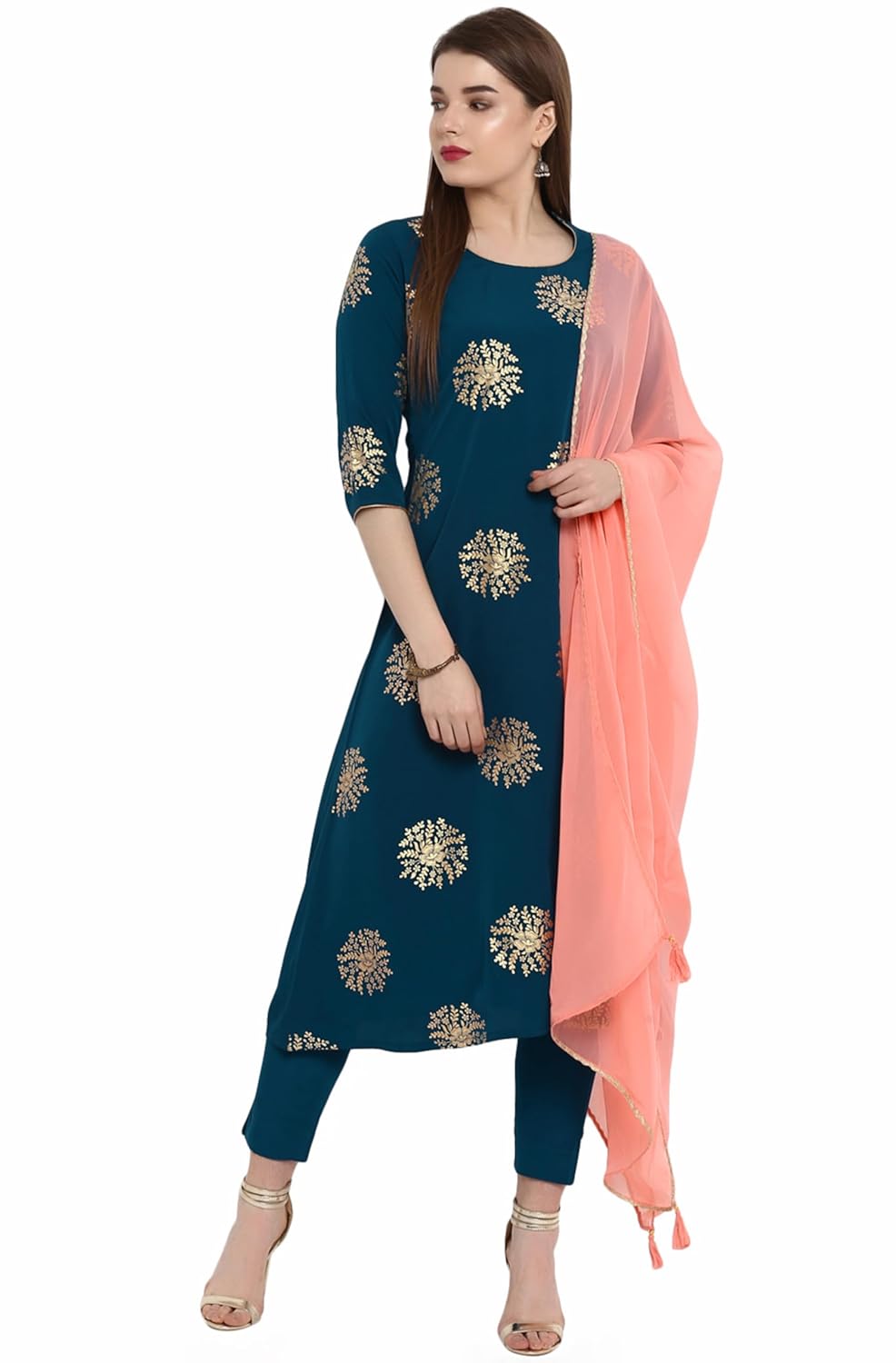 Janasya Women's Poly Crepe A-Line Kurta With Pant and Dupatta - Review, Price and Buying Guide