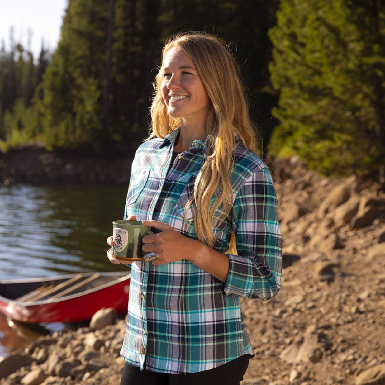 Legendary Whitetails Women’s Long Sleeve Plaid Flannel Button Up Shirt 100% Cotton - Image 2