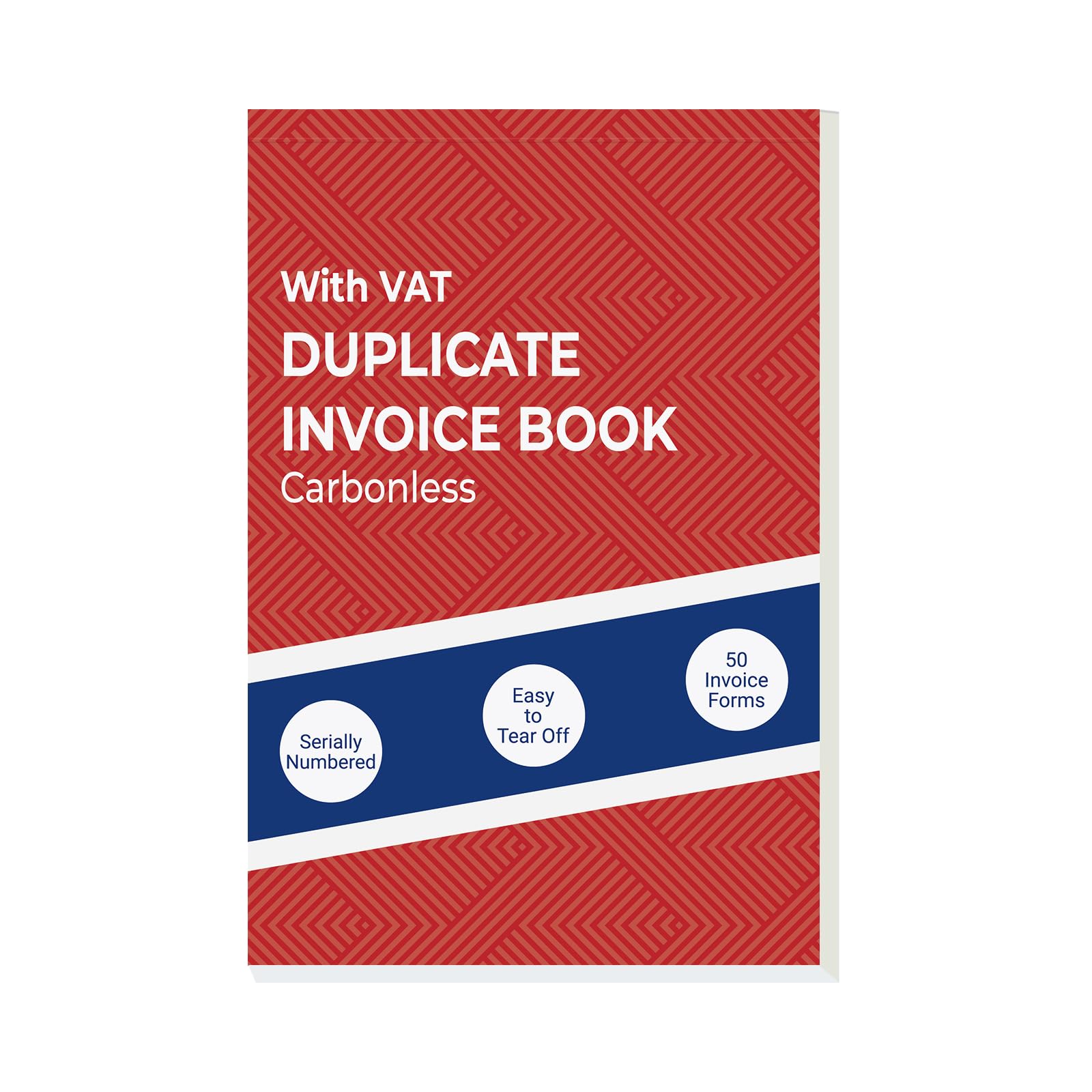 1 Pack Duplicate Invoice Book with VAT, 2-Part NCR VAT Invoice Book for Business and Sales, Office Use, 140 x 210mm, 50 Forms