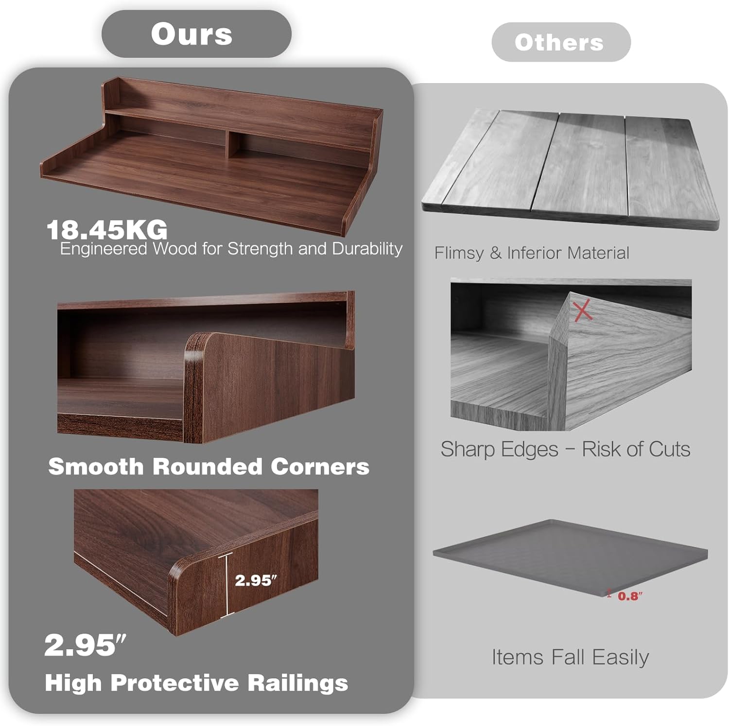 2-Tier Washer Dryer Countertop, 54" W x 27.5" D Laundry Countertop Cover with Non-Slip Pad,Large Space Laundry Topper for Laundry Room Organization (Brown)