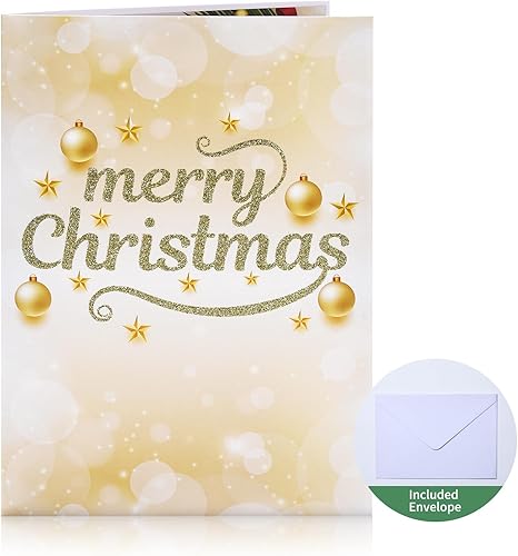 Miniatura 4 de Venhoo Tarjetas de Navidad desplegables con luz y música, diseño de árbol de Navidad, tarjeta de felicitación musical emergente 3D hecha a mano para