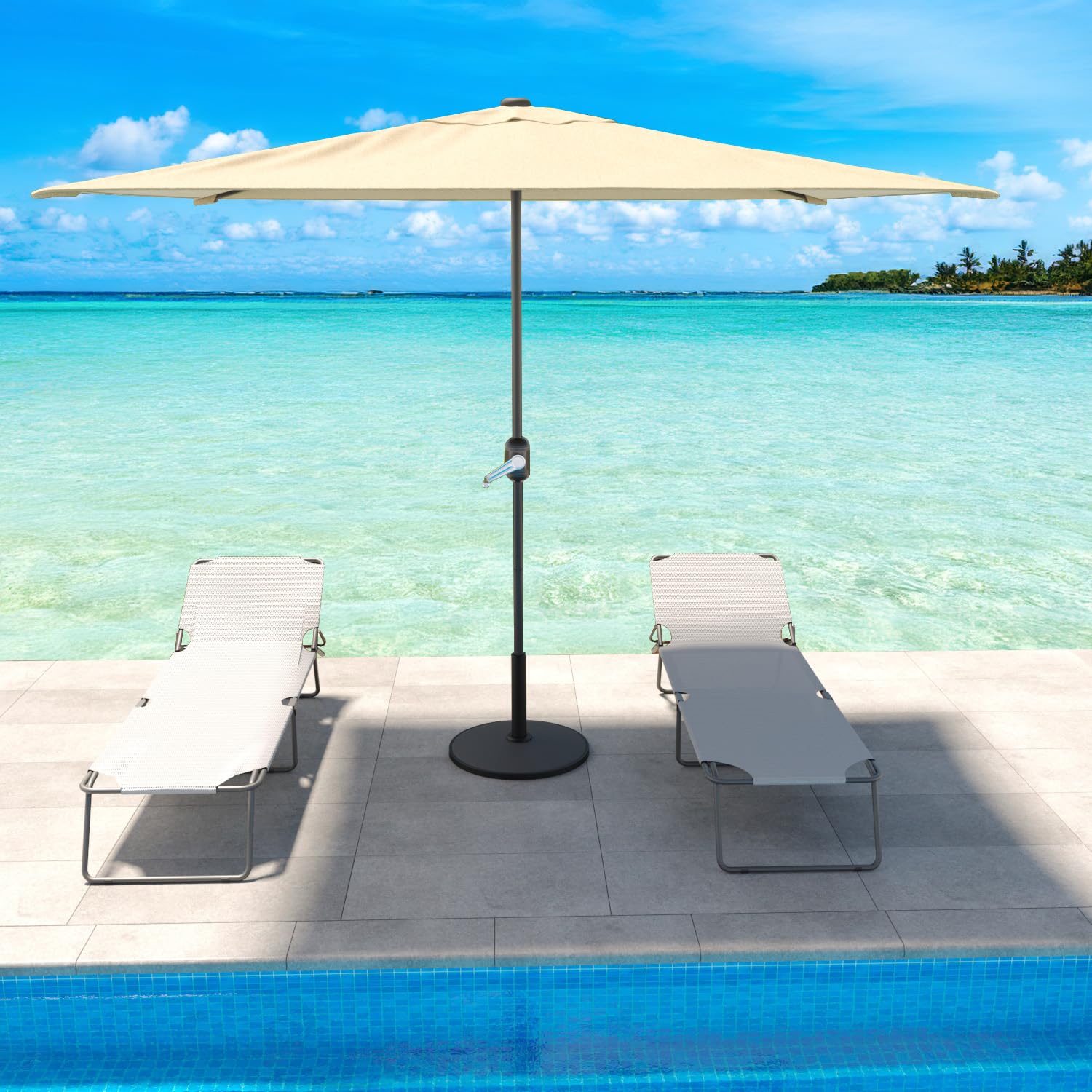 Arreditaly Ombrellone Rettangolare 3 x 2 M Da Giardino Parasole Per Balcone Con Air Vent Apertura A Manovella Anti UV Idrorepellente Per Mare Spiaggia Piscina Terrazzo Design Bahamas