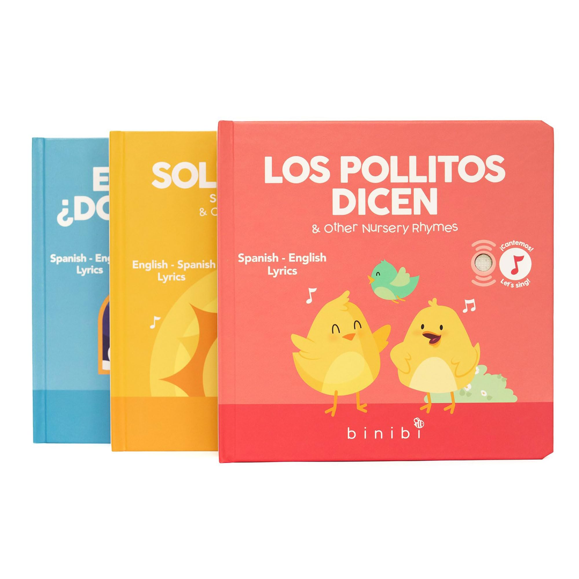 Binibi Spanish Musical Book Bundle for Babies & Toddlers 1-3 | Spanish Nursery Rhymes | 5 Songs on Each Page | Bilingual Children's Books | Libros para bebes en espanol