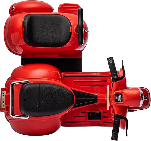 Miniatura 7 de Track Seven Motocicleta para montar en motocicleta, con licencia Vespa Ride en motocicleta con auto lateral, automóvil eléctrico de 6 V para niños y