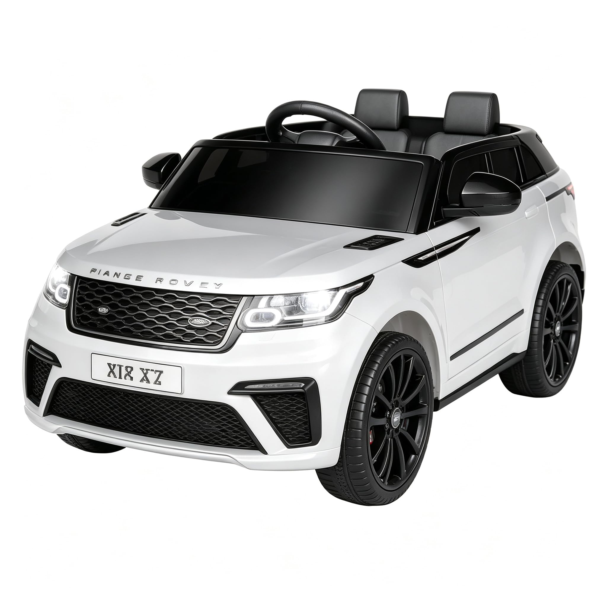 Garvee Land Rover Auto Elettrica per Bambini Licenza Ufficiale 12V, Bianco | 2 Posti,Telecomando 2.4G Sospensioni Indipendenti LED USB Bambini 3-8 Anni