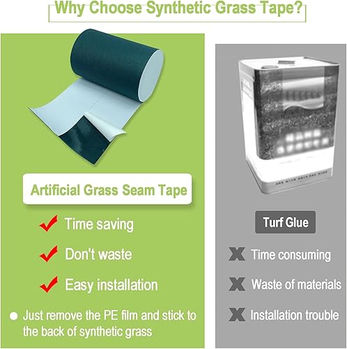 Miniatura 4 de Cinta de costura de césped artificial autoadhesiva, cinta de césped artificial para unión de alfombras de interiores y exteriores, conexión de