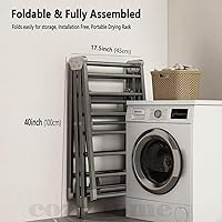 Vista 7 de Tendedero plegable de alta resistencia para ropa 71 pulgadas extra grande, soporte para secadora de ropa de metal extra grueso con ruedas, diseño