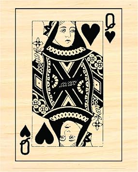 Queen of Hearts Playing Card Rubber Stamp P49c