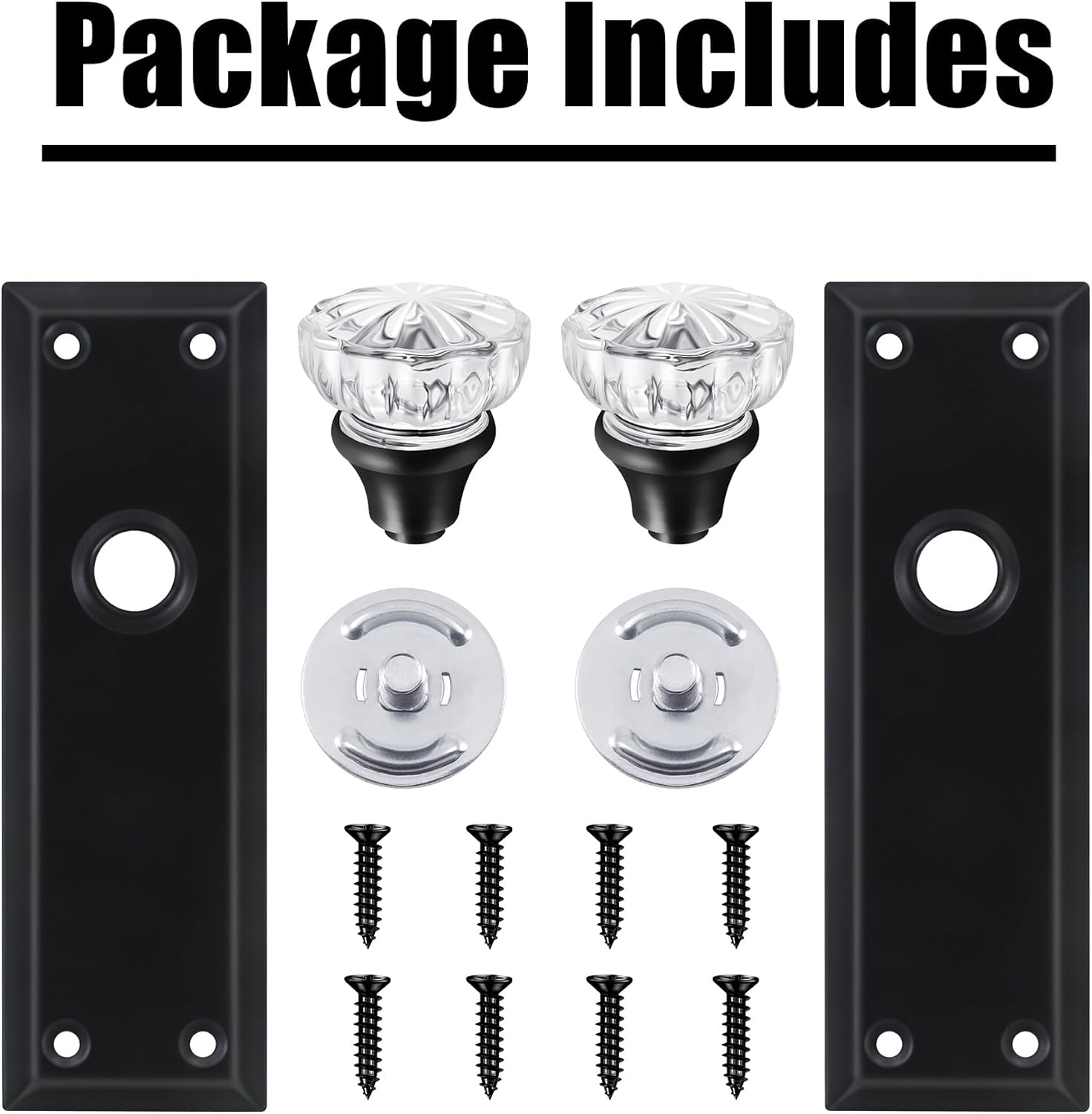 Single-Side Glass Dummy Door Knobs, Inactive Door Knobs for Closet, Antique Bifold Door Knobs Replacement, Crystal Dummy Door Handles, Matte Black, 2 Pack