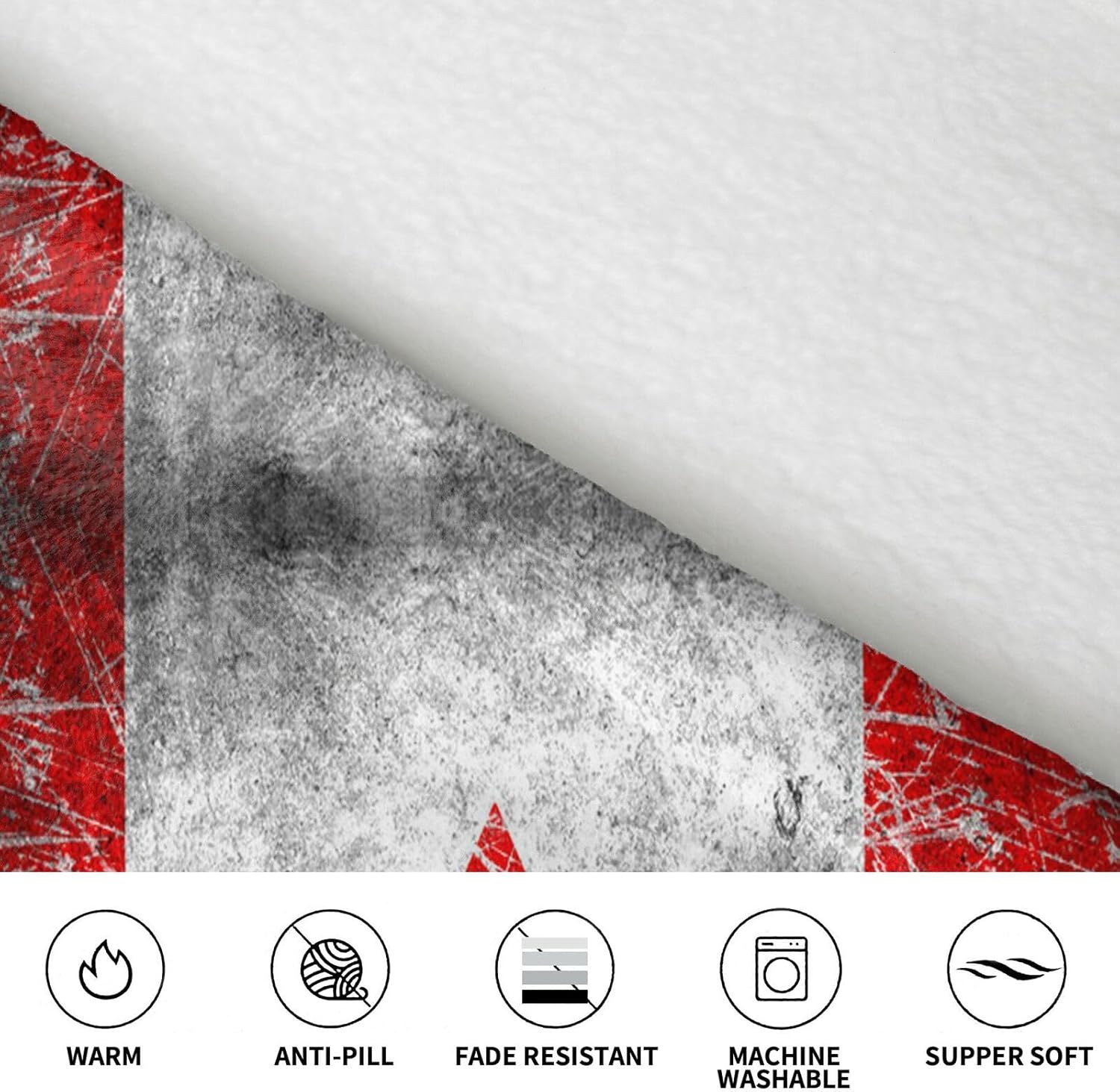 MUSM Retro Canada Flag Print Blanket Hoodie Fleece Sweatshirt Blanket With Sleeves And Pockets