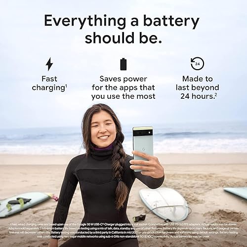 Miniatura 3 de Google Pixel 6 - Teléfono Android 5G, teléfono inteligente desbloqueado con lente ancha y ultraancha, 128 GB, color negro tormentoso