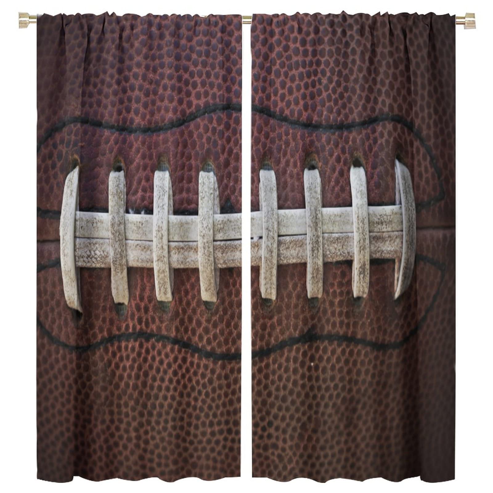 JESTRONRY American Football Blackout Curtain,Rugby Football Traditional Sport Close Up Window Treatments Curtains for Boys Kids Teens Men Bedroom Living Room Home Decor W63xL72in