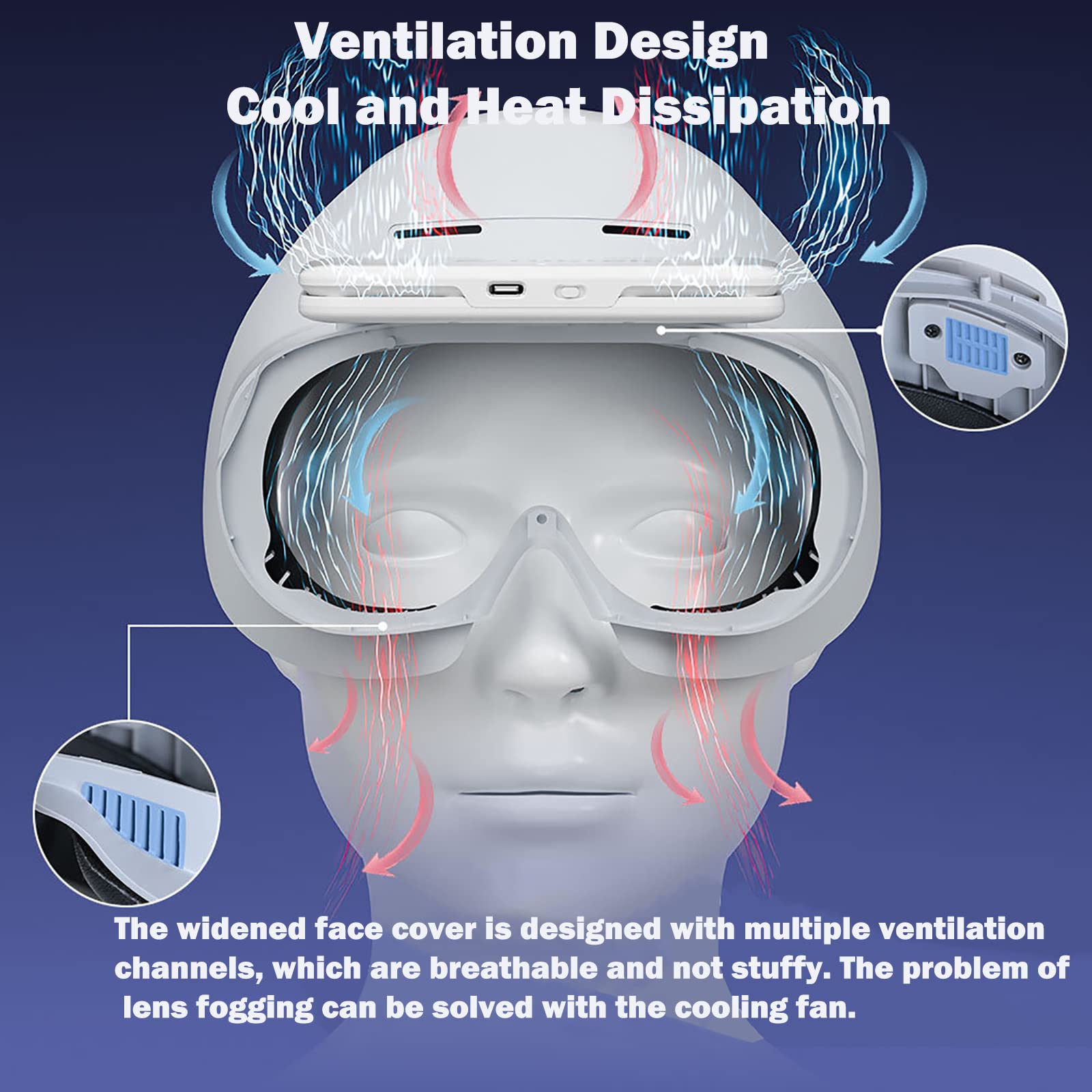 Staffa di interfaccia facciale ampliata VR e copertura per il viso con ventola di raffreddamento adatta per PICO 4, imbottitura in schiuma per viso in pelle proteica PU per accessori VR