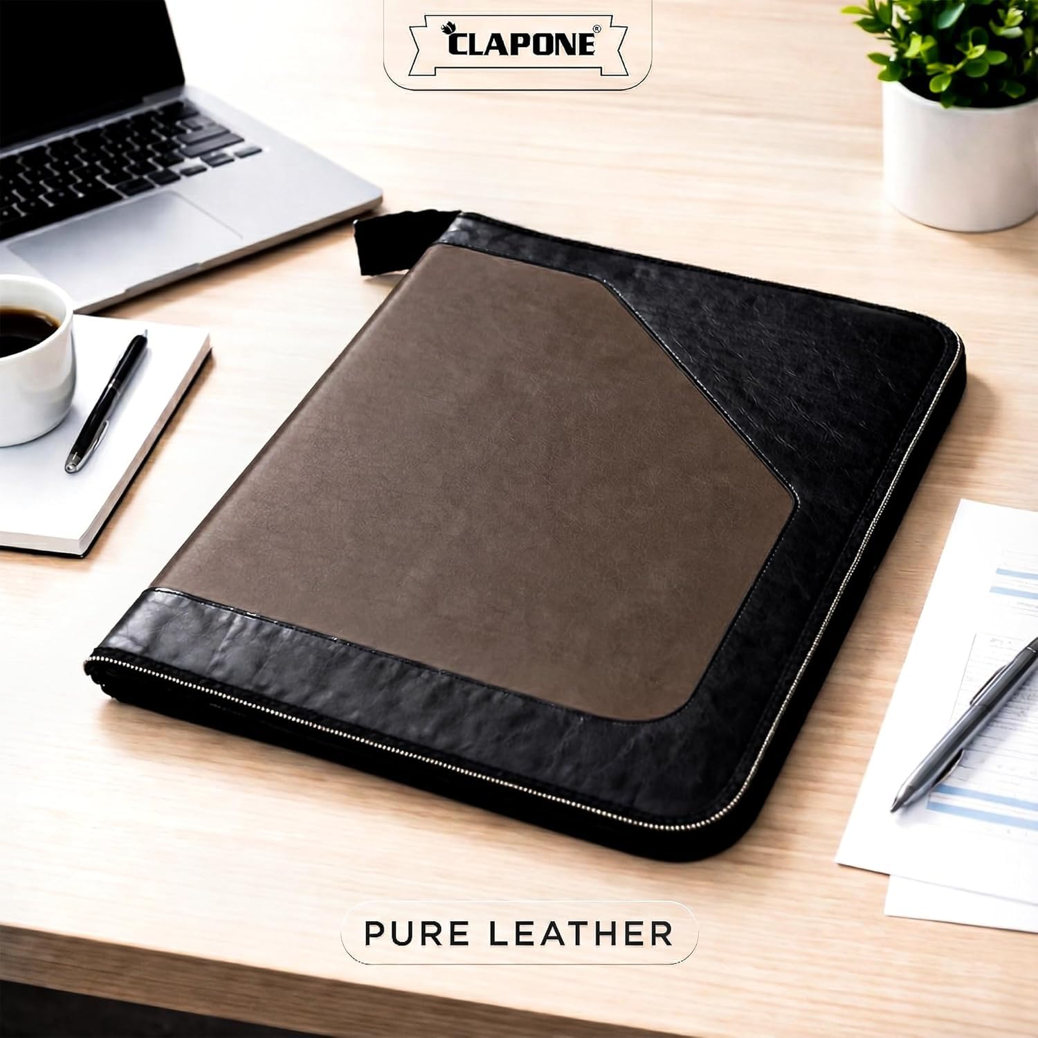 PU Leather 12-Pocket A4 File Organizer Professional Document Holder for Certificates, Legal Documents, Home, Office, Coloured File Folders, Multipurpose, School Use (CO-A4 File-BRWN)