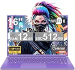 NOTODD Jeu ordinateur portable 16" Gagner 11 Ordinateur portable, 12GB LPDDR4 RAM 512GB SSD, Céléron N5095 Jusqu'à 2,9 GHz, 2K 1920×1200 Affichage, ventilateur de refroidissement, stockage extensible, PC pour les jeux, affaires, études-rouges