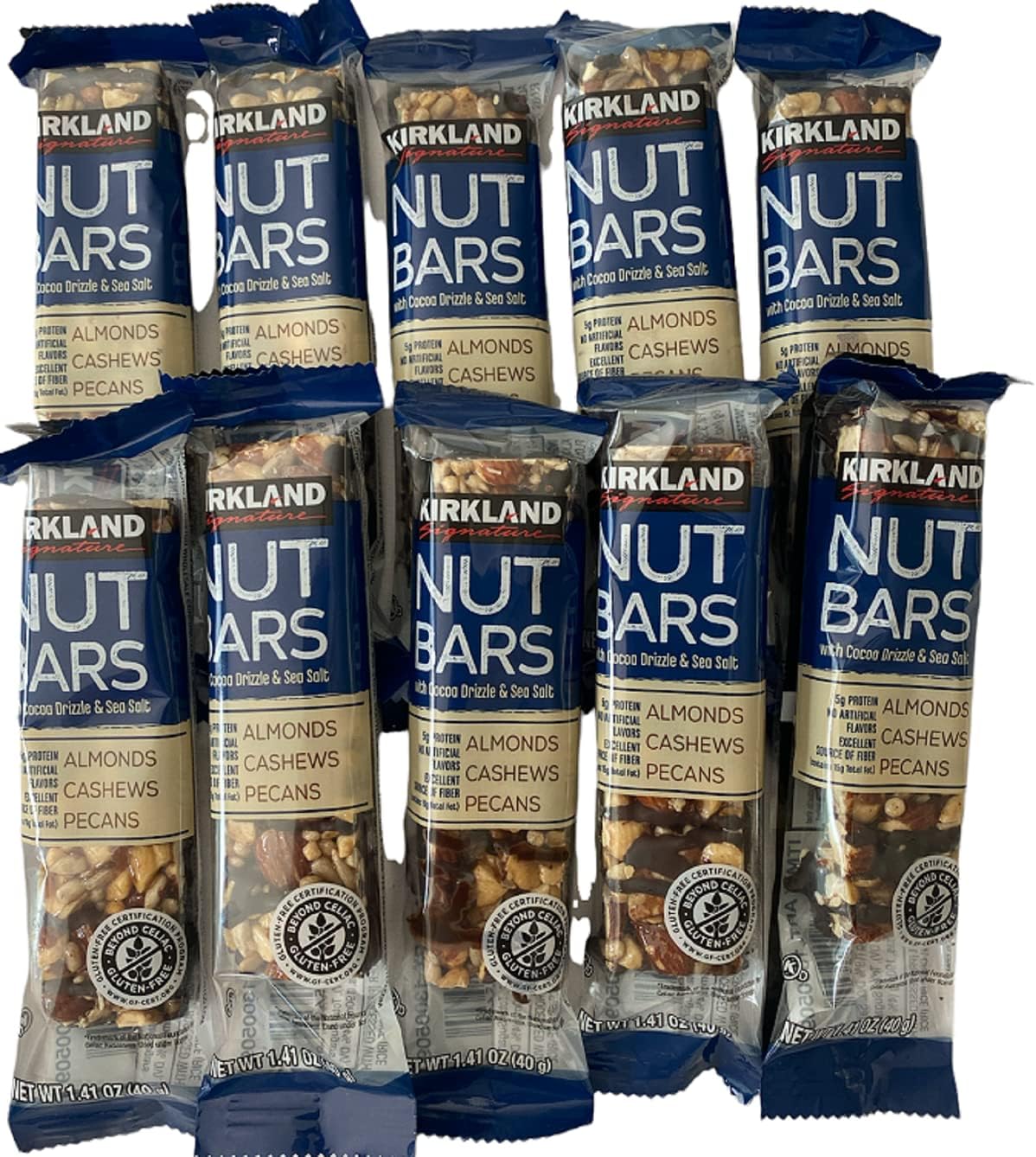 Nut Bars With Cocoa Drizzle & Sea Salt Almonds Cashews Pecans 1.41 oz Each 5g Protein (10pk)
