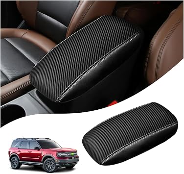 Autorder Center Console Cover for Ford Bronco Sport 2021-2025 2026/Escape 2020-2025 2026 Accessories Carbon Fiber Armrest Cover Anti-Scratch Middle Console Pad Leather Armrest Protector