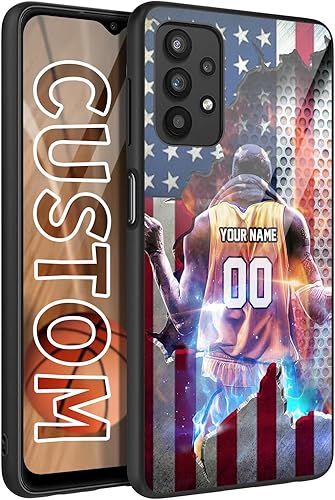Personalized Basketball vs Name Number US Flag Decor Rubber Cover Phone Case for Galaxy A16A15A25A14A54A53A03S A02S A10E A10A12A13A32A42A50 A51A52