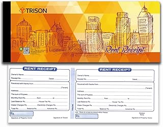 Rent Receipt Book with Counterfoil | 50 Sheets | 11x28 cm | Special Space for adddress Writing, Rent Details, Various Charges Like Water & Electricity | Pack of 6