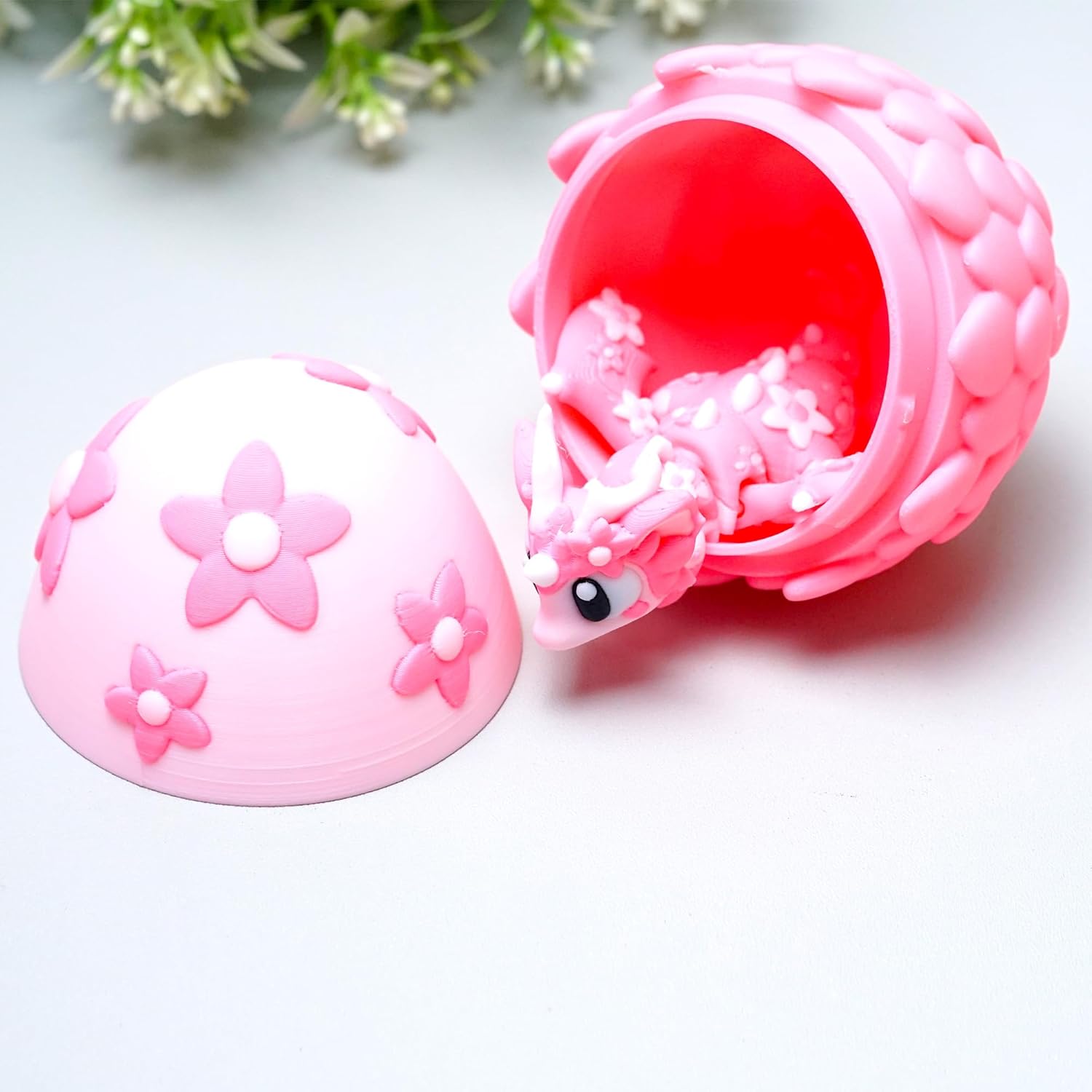 Colourful 3D Printed Dragon Egg,Little Dragon Inside Egg,Flexible Realistic Articulated Animal Fidget Toys,Mystery Figurines Gifts,Executive Desk Décor and Festival Collectible (Sakura) - Image 5