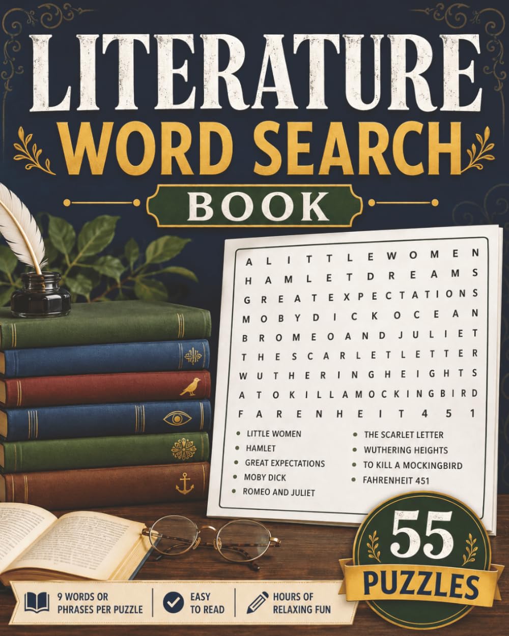 Literature Word Search Book: 55 Puzzles Featuring Classic Literature, Famous Authors, Poetry, Plays, and Timeless Stories