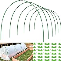 FuBegi 36pcs 8ft Fiberglass Garden Hoops for Raised Beds Row Covers - Greenhouse Tunnel Supports with 24 Clips, Rust-Free DIY Plant Protection