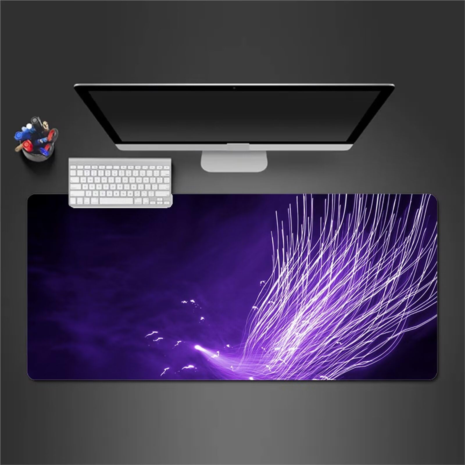 Alfombrilla Raton Gaming XXL 1200x600x3cm Alfombrilla de Ratón Grande Alfombrilla Gaming de Escritorio con Base Antideslizante para Gamers PC y Portátil (Línea Morada)