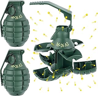 Sratte 2 Pcs Toy Hand Grenade for Cs Battle Game with 20 Round Foam Ammo Model Tactical Fake Grenade for 14+ and Adults Outdoor Army Military Camo Party Favors Pretend Role Play Prop Game(Green)