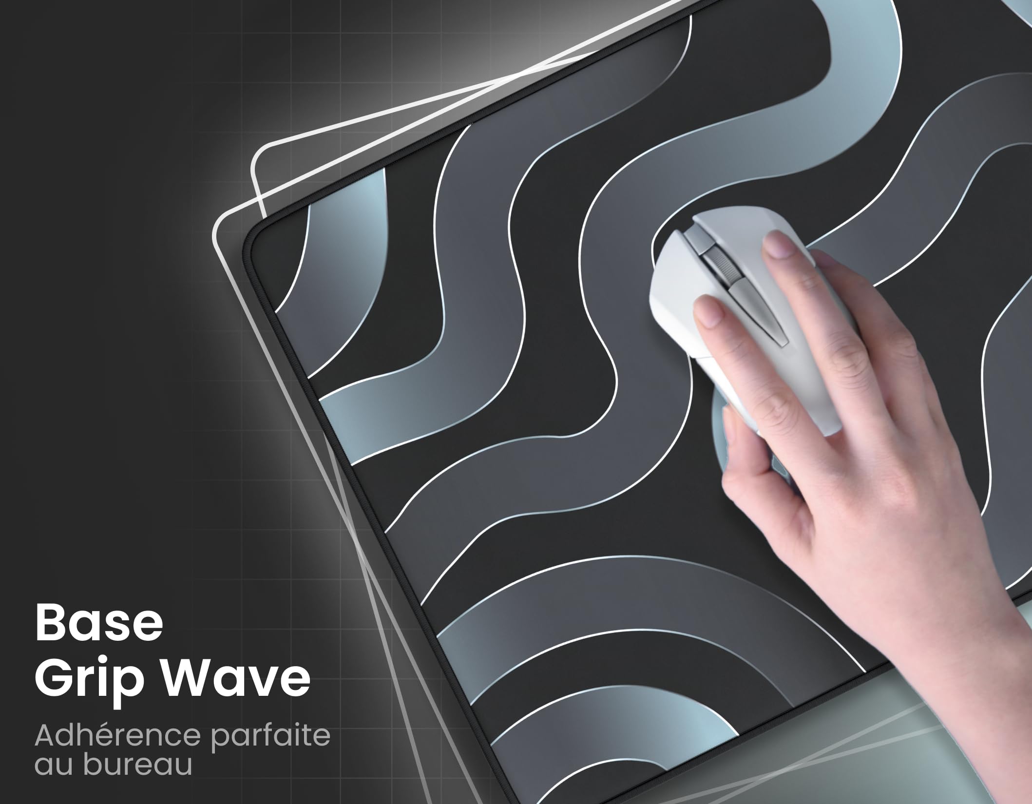 Phantum Strata - Tapis de Souris Gaming XXL 900x400 mm - Surface en Microfibre Hydrophobe Haute Performance - Base Caoutchouc Antidérapante - Soft Speed & Contrôle Précis (Obsidian)