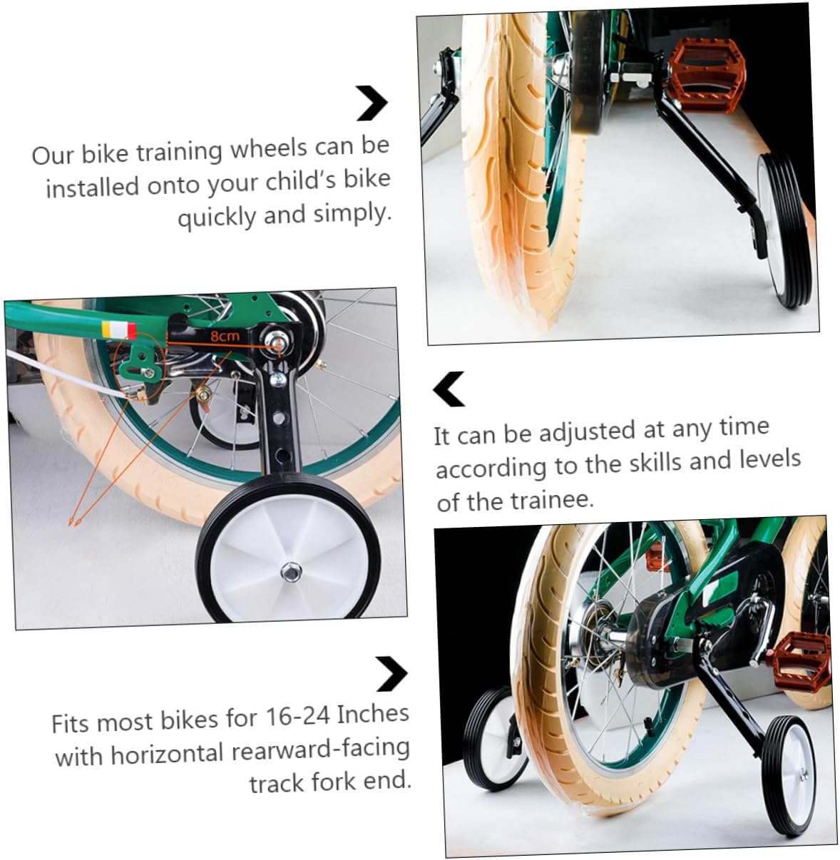 Sosoport Boys and Girls Bike Training Wheels Rear Bike Stabilizers for Balance Wheels Rear Stabilizer Support Balance