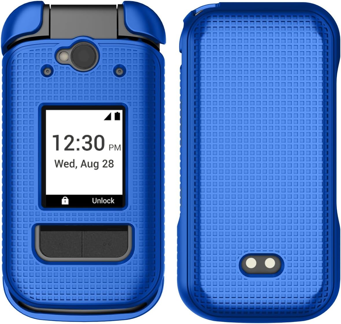 Nakedcellphone Grid Series for Sonim XP3plus 5G Flip Phone Case - Blue
