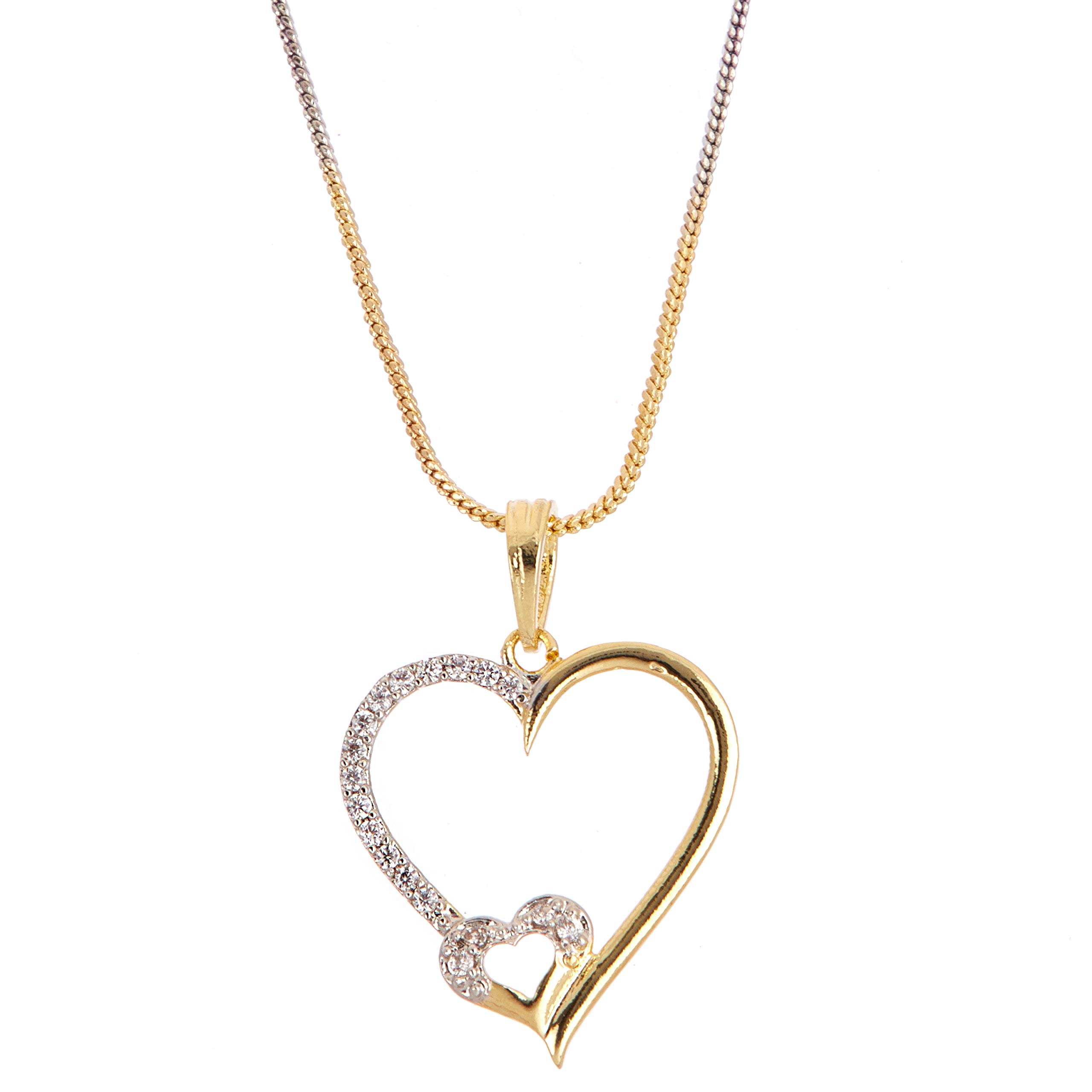 American Diamond Heart Shape Gold-Plated Pendant For Girls & Women-image-29