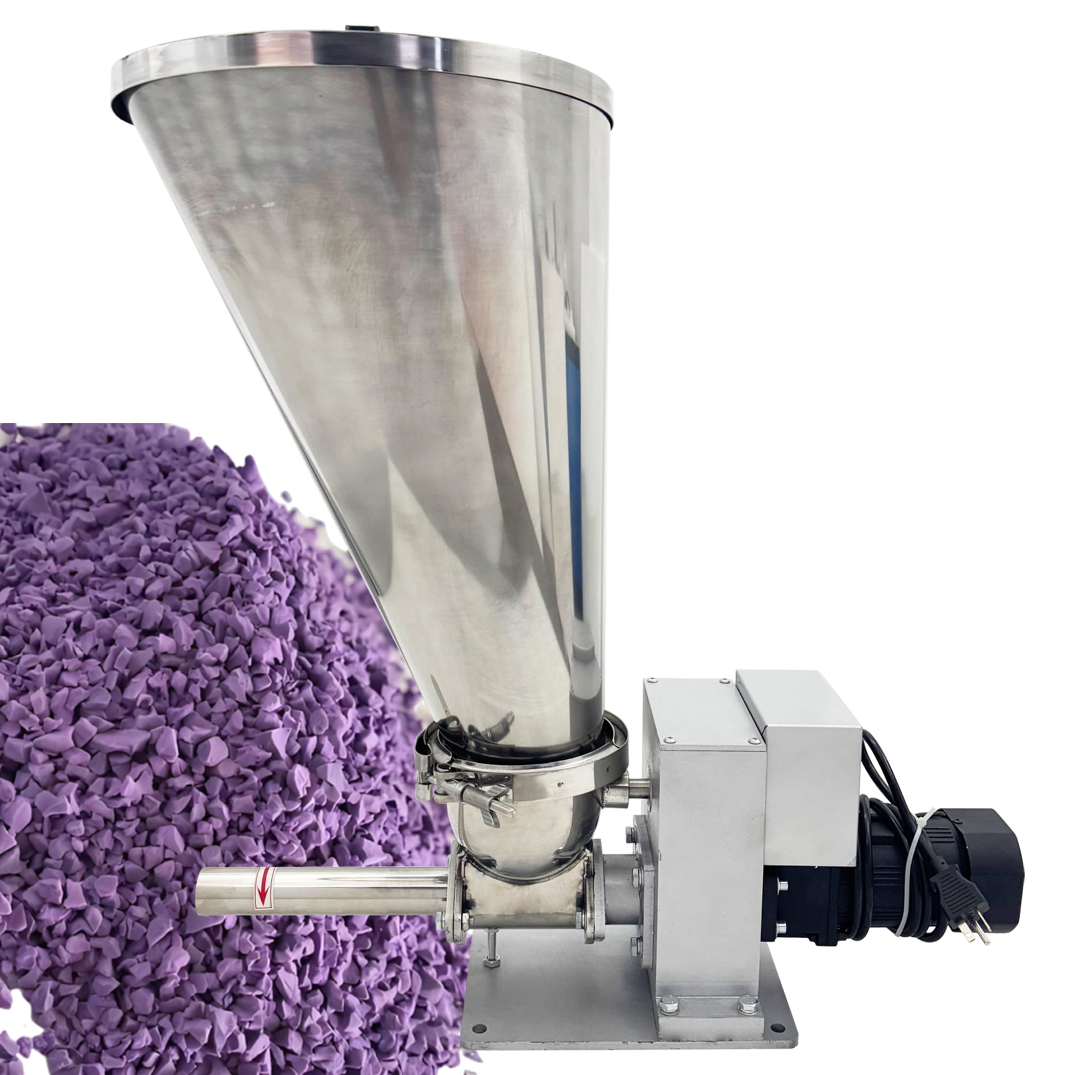 INTSUPERMAI Horizontal Screw Feeder 0.6-3kg/h Stainless Steel Twin Anti-Clogging Volumetric Feeder for Granules, Flakes & Glass Fibers 220V