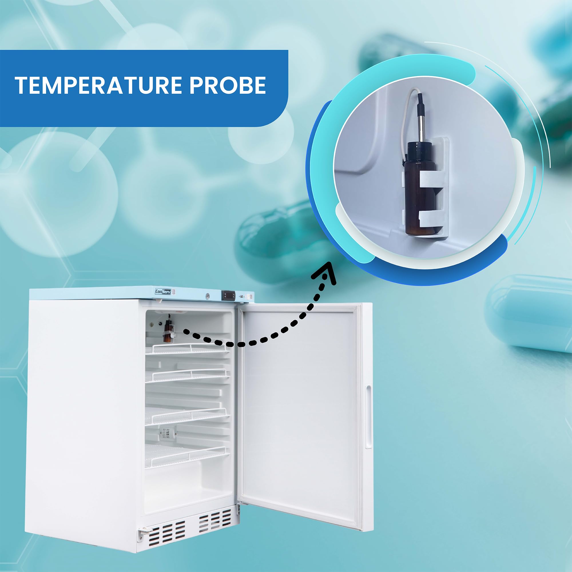 Conserv 24” Pharmacy Refrigerator, 3.9 Cu.Ft Medical Vaccine Fridge, WiFi Temperature Monitoring, Lock & Alarm, Built-In Or Freestanding, Etl Listed, 110v on Fridge.com - View 6