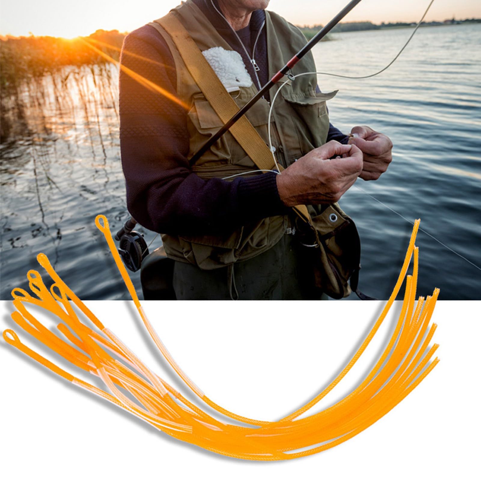 Conector de línea de bucle de pesca con mosca, accesorio de aparejos de nailon trenzado de alta resistencia para líderes de pesca con mosca y tapers amarillo, 30 libras, blanco y 50 libras, 10
