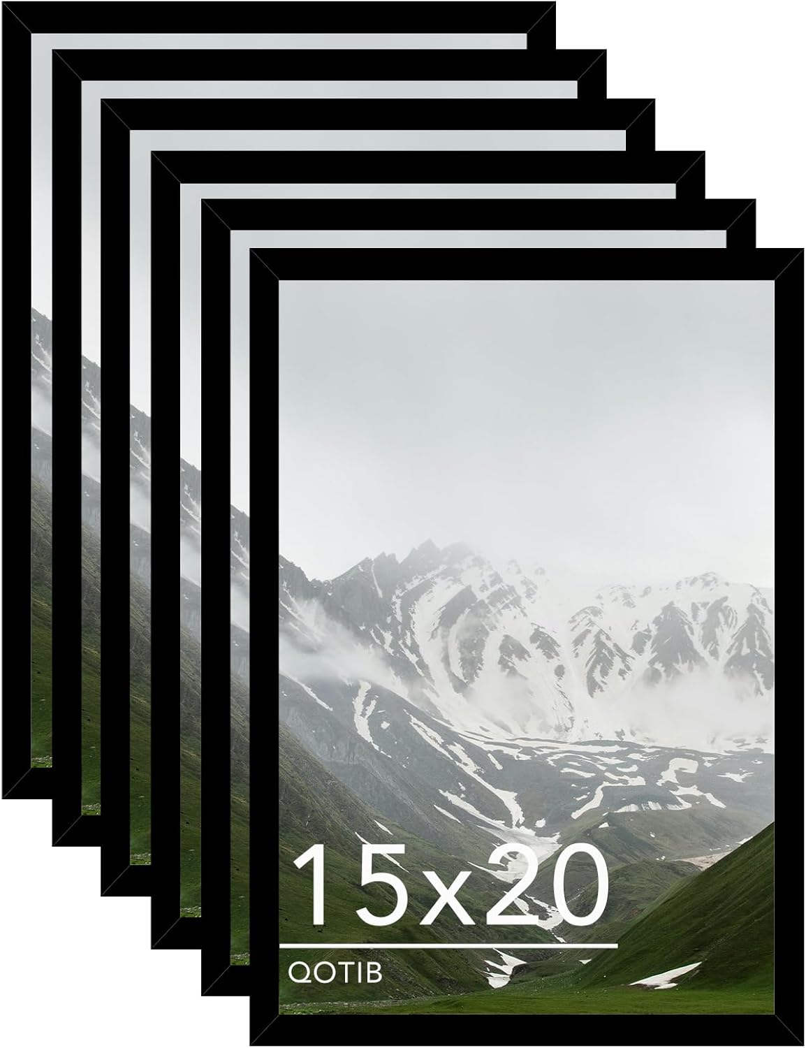 15x20 Picture Frame Black for Wall Mounting Set of 6, Horizontal and Vertical Formats for Wall Hanging, Wood 15x20 Frame, Black, 6 Pack 6 15x20