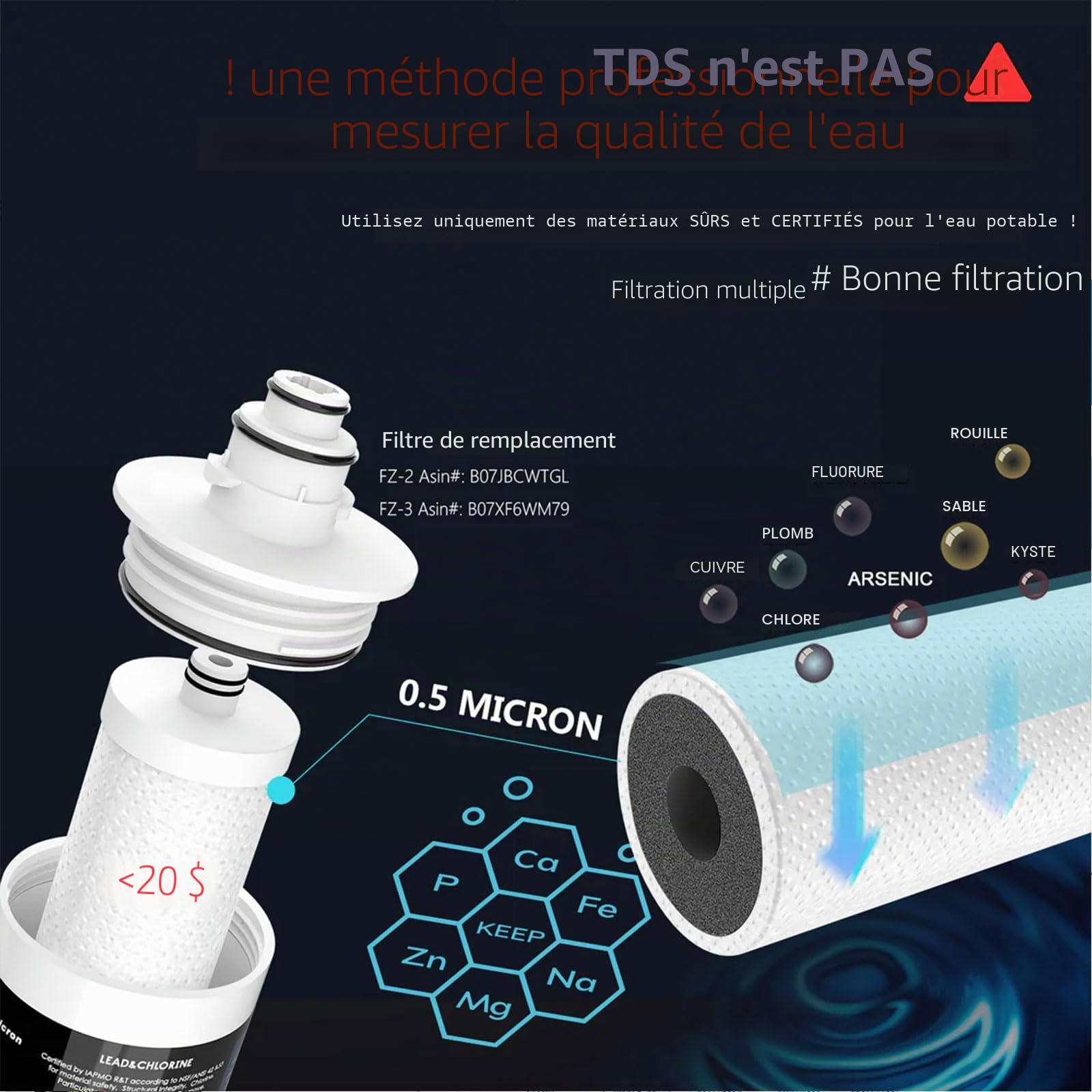 Frizzlife système de filtration d'eau sous évier–système de connexion directe haute capacité certifié NSF/ANSI 53 et 42–0,5 micron élimine 99,99% du plomb, du chlore, des mauvais goûts et des odeurs