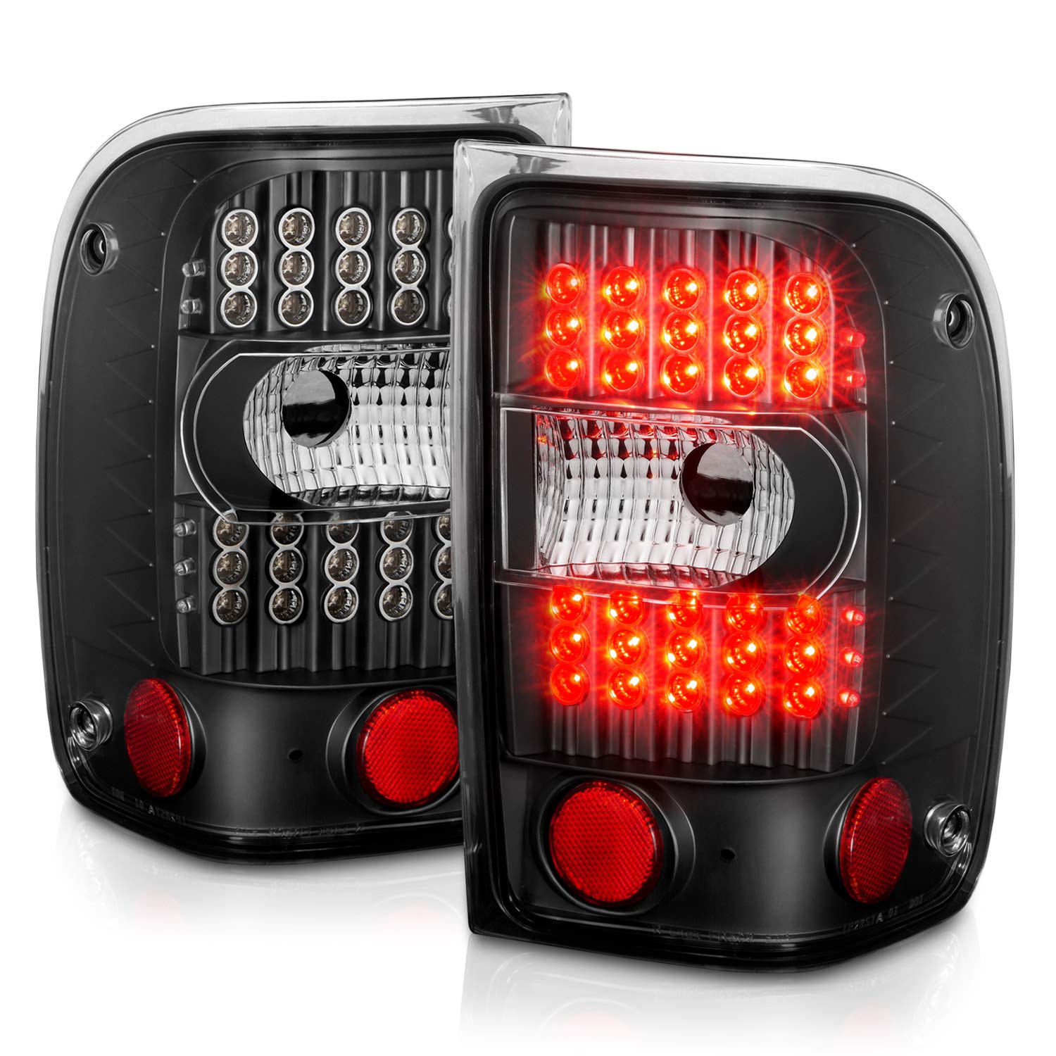 AmeriLite Black LED Replacement Brake Tail Lights For 2001-2011 Ford Ranger - Passenger and Driver Side