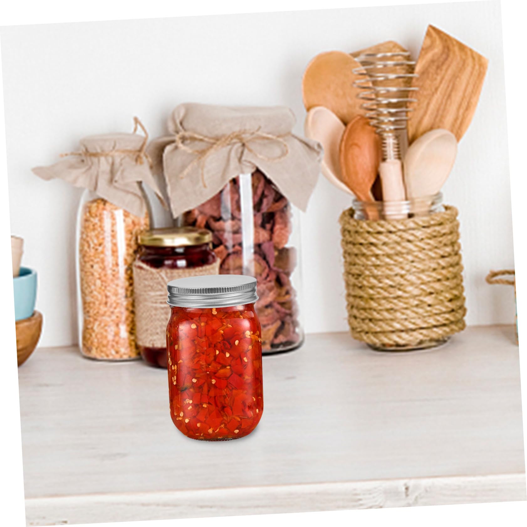 Hohopeti 4 piezas Tarros de Vidrio Transparentes con Tapa de Botes para Miel Mermelada y Almacenamiento Doméstico Frascos con Cierre Hermético para Cocina y Decoración
