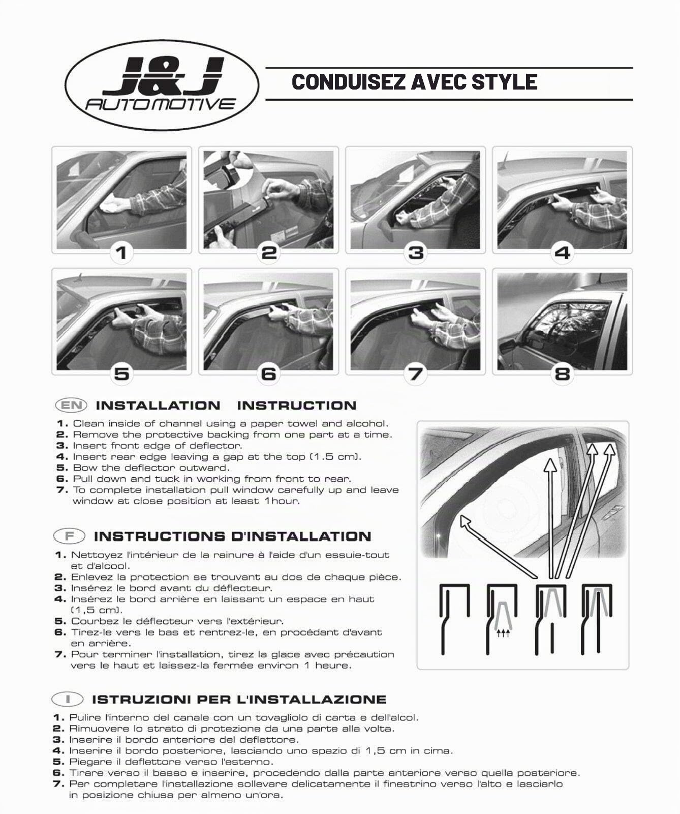 J&J AUTOMOTIVE Heko Déflecteurs d'air et de Vent pour Chrysler 300C 4P. Berline 2004-2010, Lot de 4pcs, Teintés, Avant et Arrière, Aérodynamique