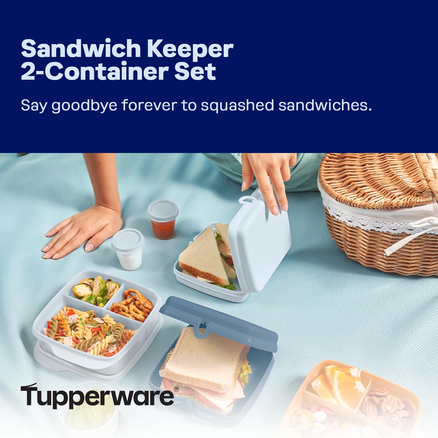 Tupperware Sandwich Keeper 2-Container Set, Dishwasher Safe and