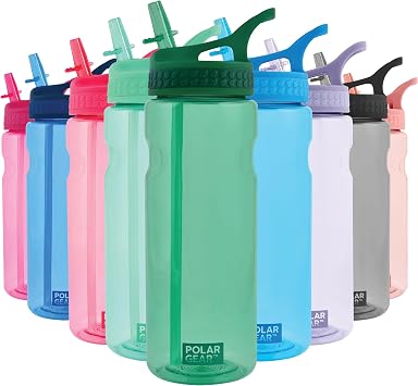 Polar Gear Aqua Grip Water Bottle   BPA-Free Reusable Water Bottles With Straw   650ml Sports Water Bottle Perfect for Gym, Cycling & Work