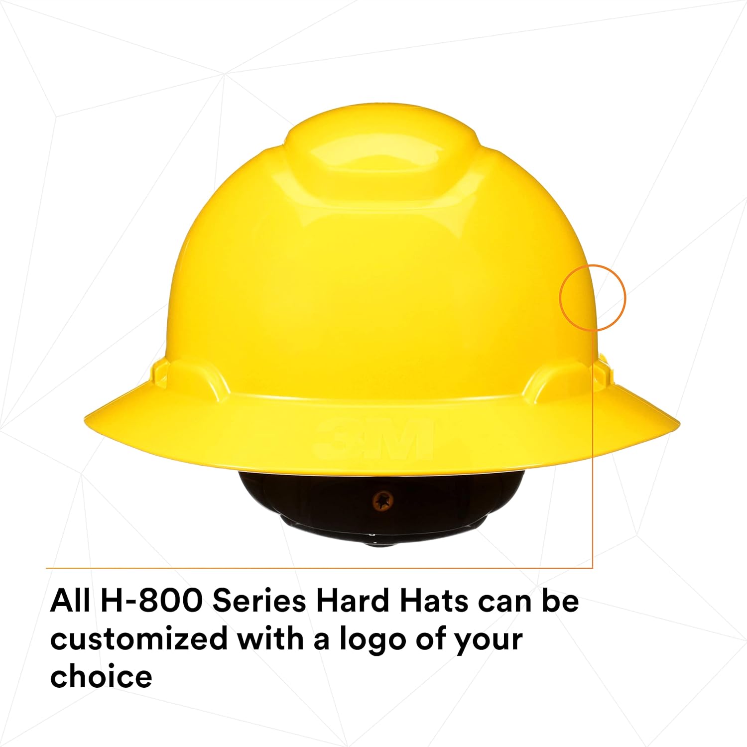 3M Full Brim Hard Hat H-802R, Yellow 4-Point Ratchet Suspension